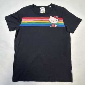 Chinti and Parker Meet Hello Kitty Blue Rainbow Chest Striped T Shirt Top Small